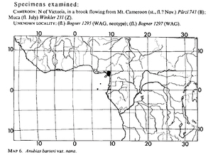 Места обнаружения An. barteri var. nana согласно данным W.Crusio от 1979 года